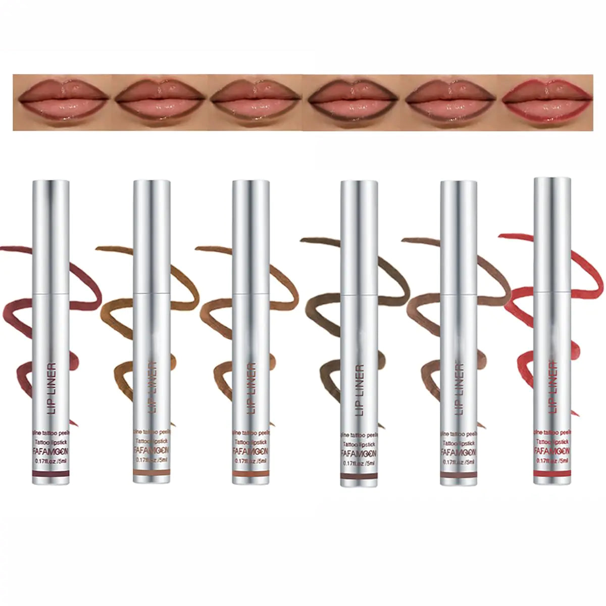 Peel Off Lip Liner 6 Colors Lip Liner Stain Peel Off Lip Liner Tattoo Long Lasting Waterproof Lip Stain Peel Off Highly Pigmented Matte Nude Lip Gloss Liquid Lipstick Set