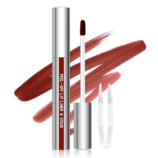 Cilrofelr Peel Off Lip Liner Stain Long Wear Tattoo Lip Liner with Tweezer Peel Off Lip Stain with Matte Finish Long Lasting Waterproof Transfer-proof Highly Pigmented Color (Cocoa)